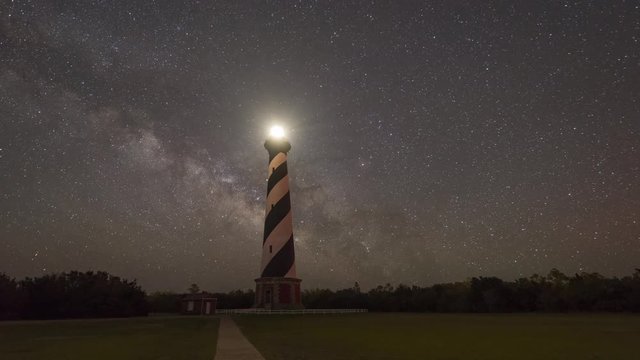 Milky Way Galaxy behind Cape Hatteras Lighthouse in North Carolina