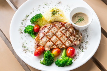 Pork chop steak.