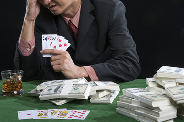 The gambler stress when he play poker lost