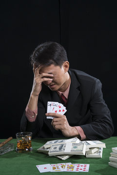 The gambler used a hand off the face with the stress when he defeat