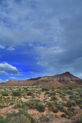 Landscape formations and dramatic sky near Zion National Park