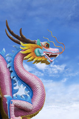 Dragon statue and sky background