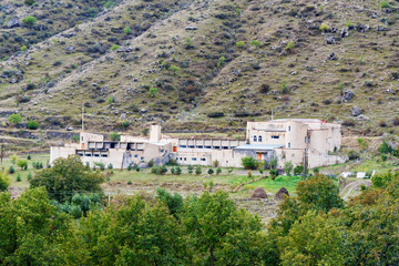 Fototapeta na wymiar School look like fortress in Khertvisi. Georgia