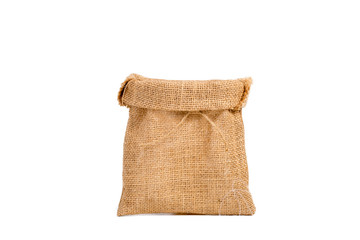 empty sackcloth on white background