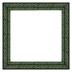The antique frame on the white background.