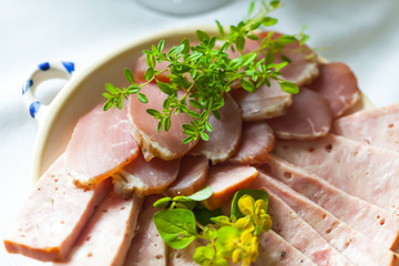 Ham meat on a plate