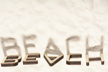 The word BEACH on the beach