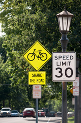 traffic sign, Speed Limit and Bicycle sign