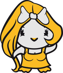 kleid sexy hot mädchen girl frau weiblich hübsch schleife schön haare süß niedlich klein baby kind ente vogel comic cartoon