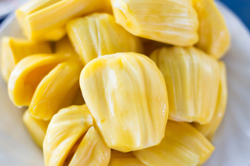 Jackfruit isolated on white dish