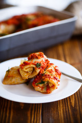 Stuffed cabbage rolls with rice and meat