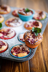 sweet muffins with berries inside