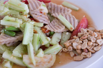 Papaya spicy salad. Thailand.