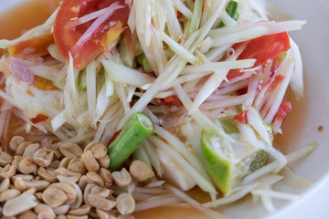 Papaya spicy salad. Thailand.