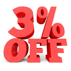 Three percent off. Discount 3 %.