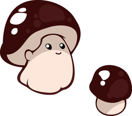 Cartoon illustration of little funny mushroom babies