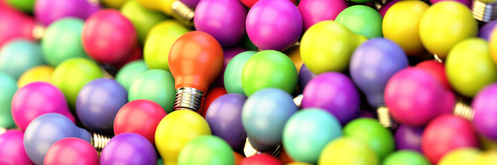 Infinite bulbs background, 3d rendering