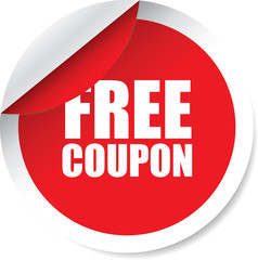 Free coupon red Label, Sticker, Tag, Sign And Icon Banner Business Concept, Design Modern.