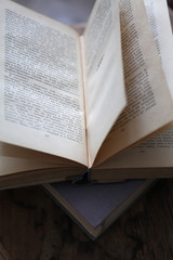 Obraz premium Still life with books in the foreground in daylight