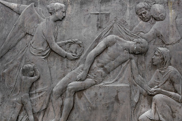 Fototapeta na wymiar Bas-relief depicting Death