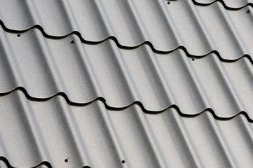 Metal Tile Roof Closeup. Metal Roofing.