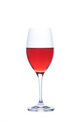 Wineglass with red wine isolated on white