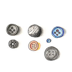 Buttons sketch, pencil drawing