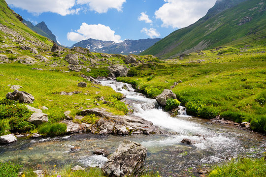 Mountain stream in the valley