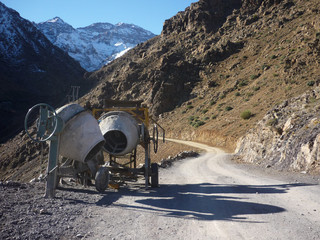 Concrete mixers in Atlas mountains