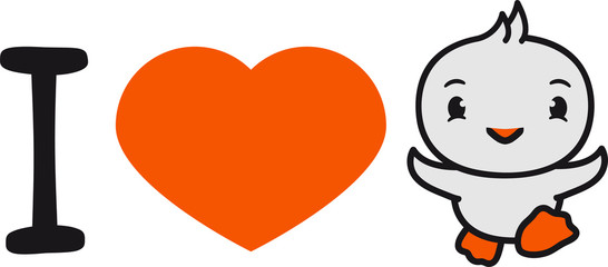 I love Küken rennen laufen süß niedlich klein baby kind ente vogel comic cartoon