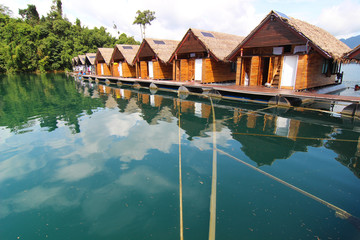 floating house on the lake, southern Thailand.