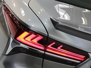 Detail of elegant shape of rear lights on modern japanese exclusive hybrid car