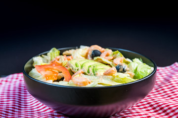 Fresh seafood salad with smoked salmon