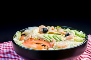 Fresh seafood salad with smoked salmon