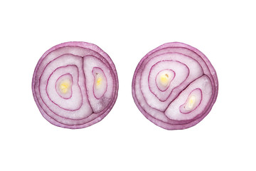 Fototapeta premium Red sliced onion isolated on white background