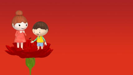 赤い背景の母の日のカーネーション