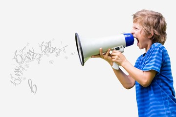 Little boy screaming in megaphone