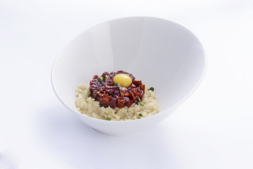 Risotto with beef tartare