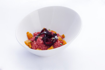 Risotto with beetroot and pumpkin