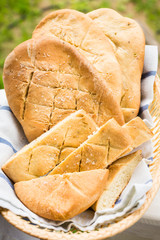 Homemade bread with large salt