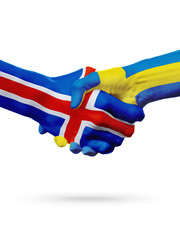 Flags countries, partnership friendship handshake concept.