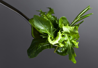 Fresh green salad with spinach,arugula and lettuce