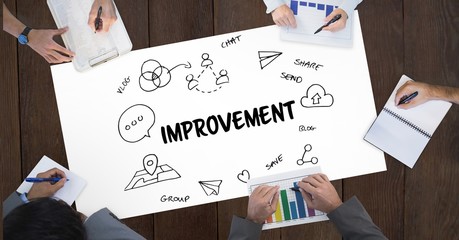 Improvement text by icons and hands