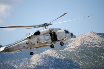 Fototapeta na wymiar Black hawk helicopter rescue team