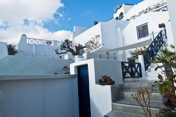 Architectural details from Oia village at Santorini island, Greece