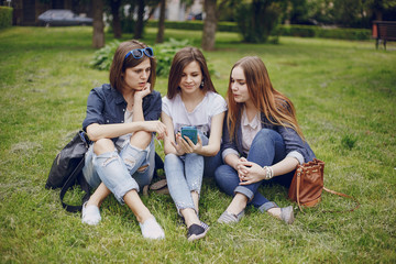 three beautiful girls on walk