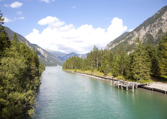 Fototapeta na wymiar View at little lake Plansee, Tirol, Austria