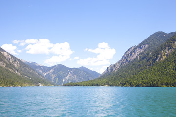 Naklejka na ściany i meble View at little lake Plansee, Tirol, Austria