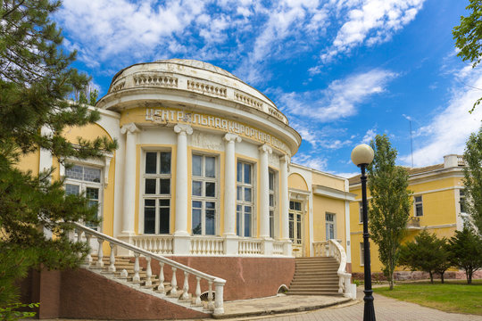 View on classic style building fascade in Evpatoria town