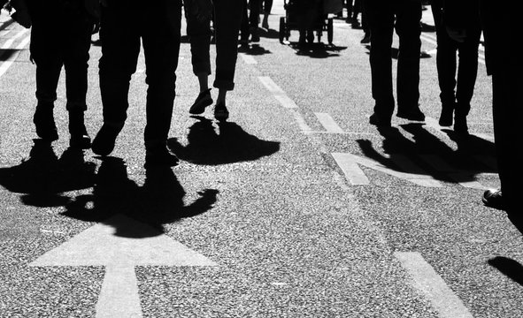 Shoppers In Crowded Street